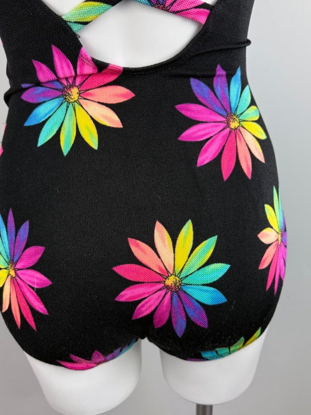 Vintage Longitude Criss Cross Back Neon Black 80s/90s One Piece Swimsuit Size 8 - Picture 4 of 11